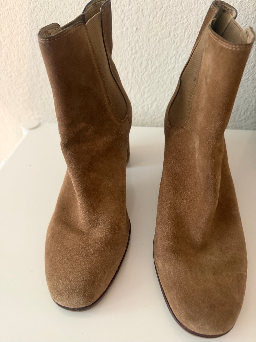 Ann Taylor Tan Suede Heeled Ankle Boots